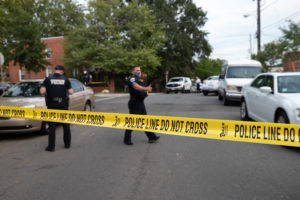 The southeast Washington D.C. crime scene where Metropolitan Police Department officers fatally shot a young black man Wednesday. (Kaylee Greenlee/Daily Caller News Foundation)