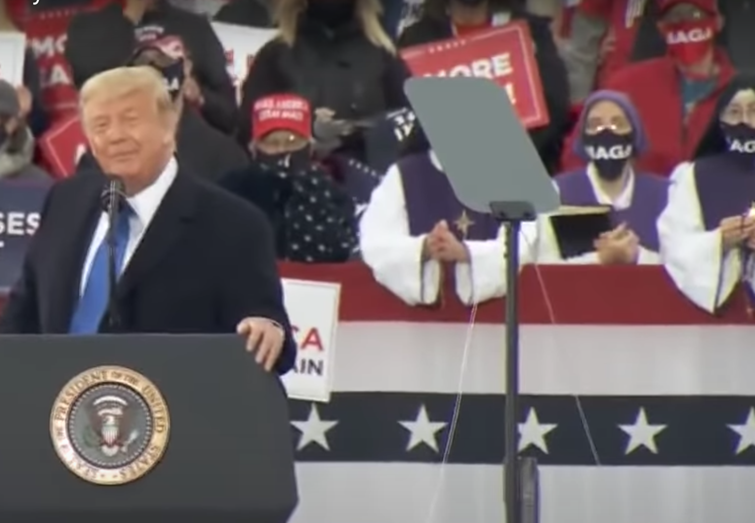 MAGA Mask Wearing Nuns Steal The Show At Trump Rally