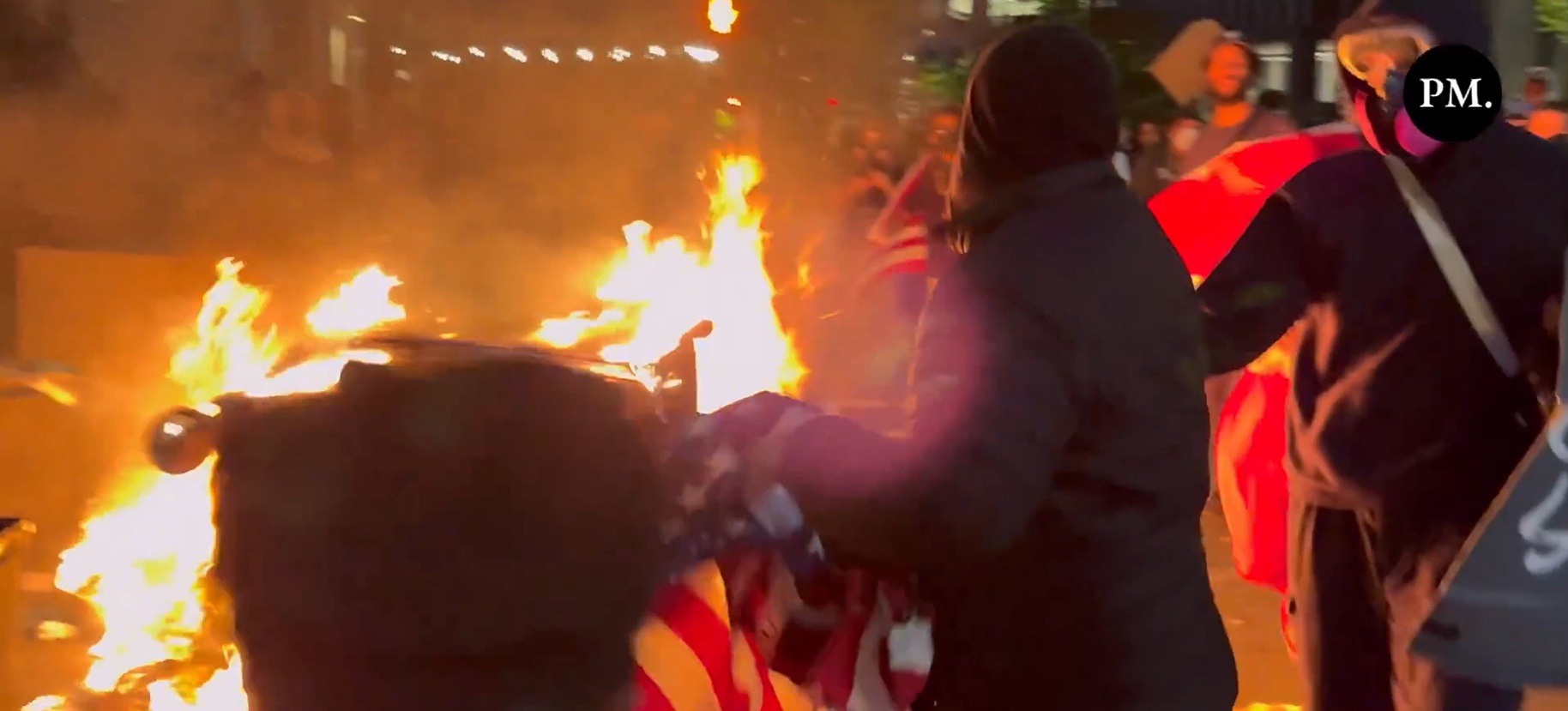 Watch As Man Saves Old Glory From Being Burned By Radical Mexican Flag-Waving Rioters