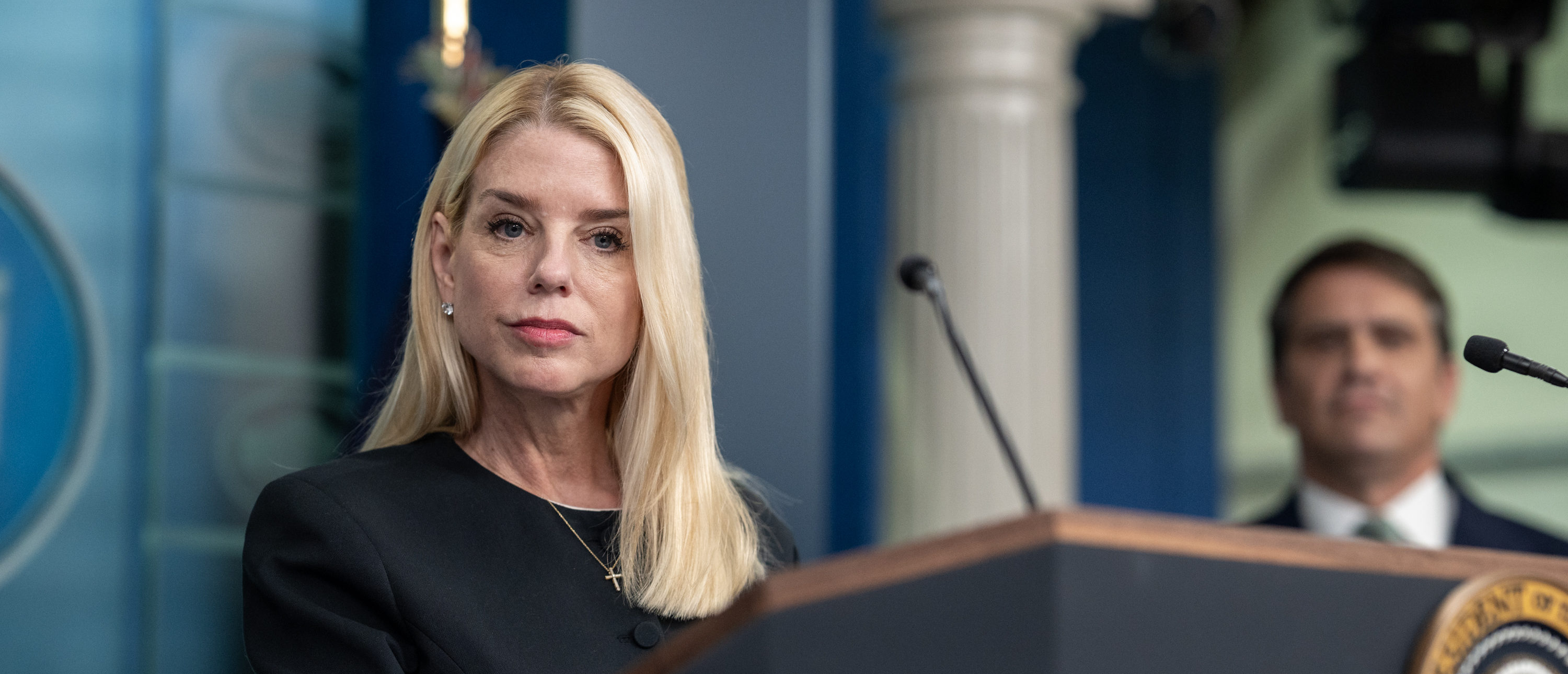 President Donald Trump holds a press conference with Attorney General Pam Bondi and Deputy Attorney General Todd Blanche in the James S. Brady Press Briefing Room on Friday, June 27, 2025. (Official White House Photo by Molly Riley)