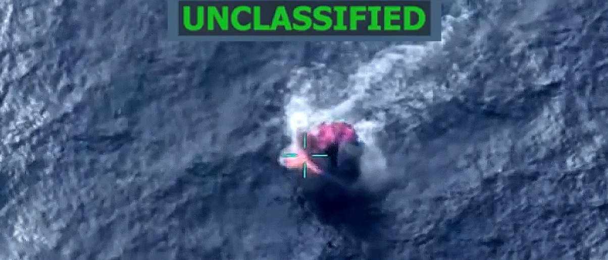 A stillframe from a video of the strike posted by President Donald Trump to Truth Social September 15, 2025.