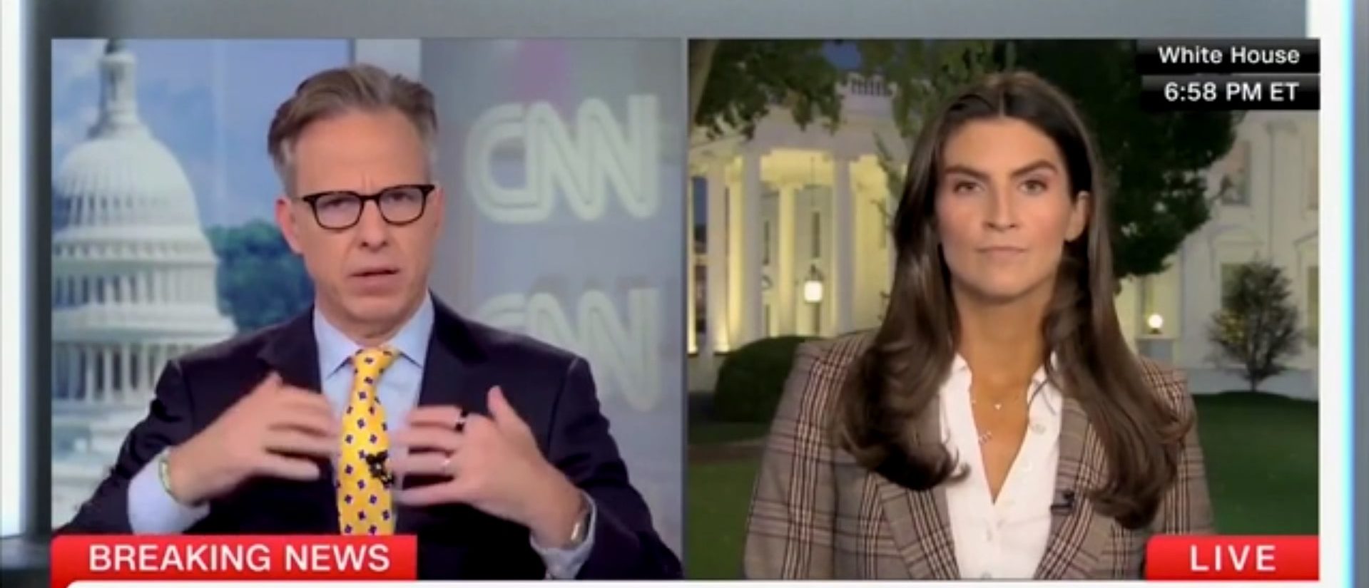 CNN anchor Jake Tapper appeared dismissive of President Donald Trump’s newly announced ceasefire deal between Israel and Hamas. (Screenshot/CNN)