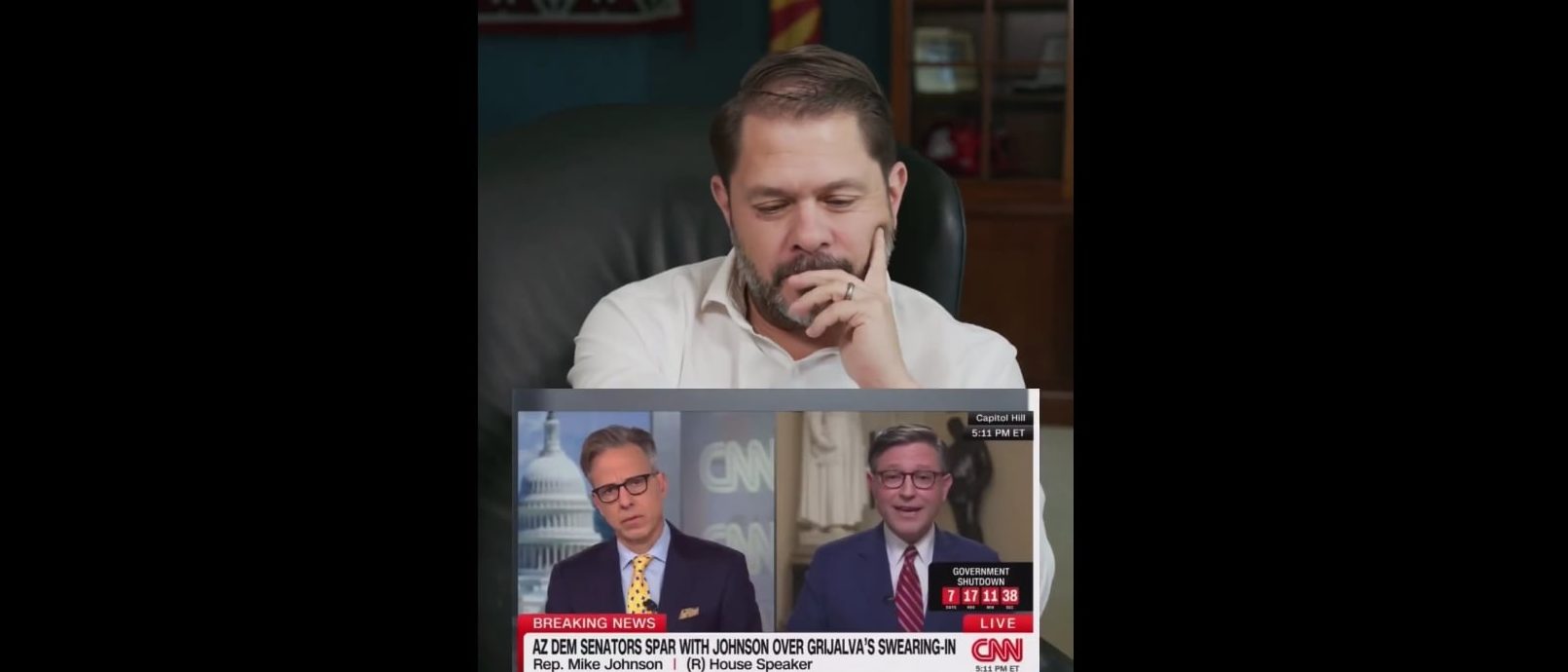 Gallego Says He Had To Restrain Himself When Talking To Speaker Johnson (Screenshot/X/Ruben Gallego)