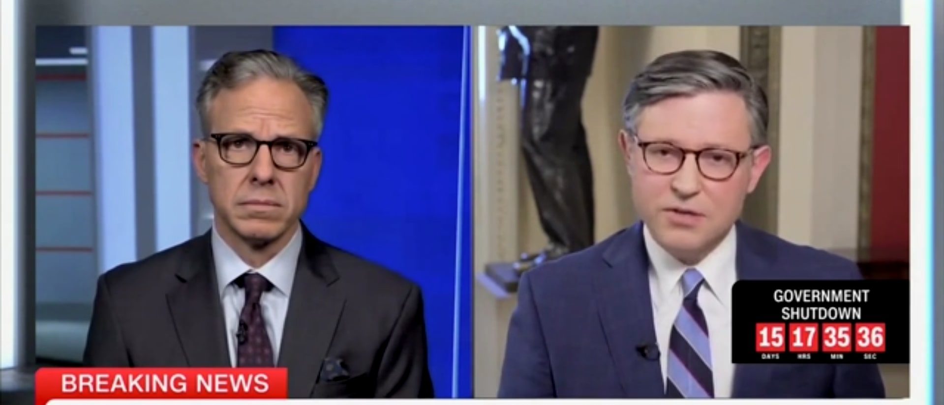 Watch As Mike Johnson Schools Jake Tapper About Shutdown And Russ Vought