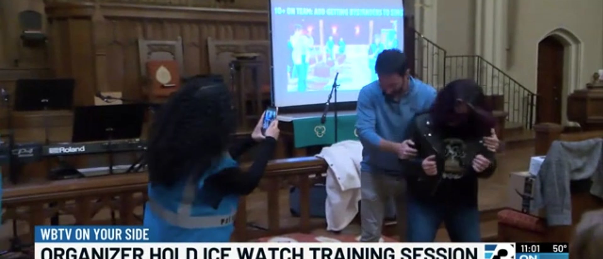 Liberal Women Role Play As Illegal Immigrants To Teach Volunteers How To Resist ICE (Screenshot/ WBTV)