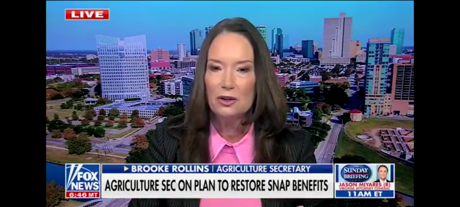 USDA Secretary Brooke Rollins on Fox News. [Screenshot/X/SecRollins]