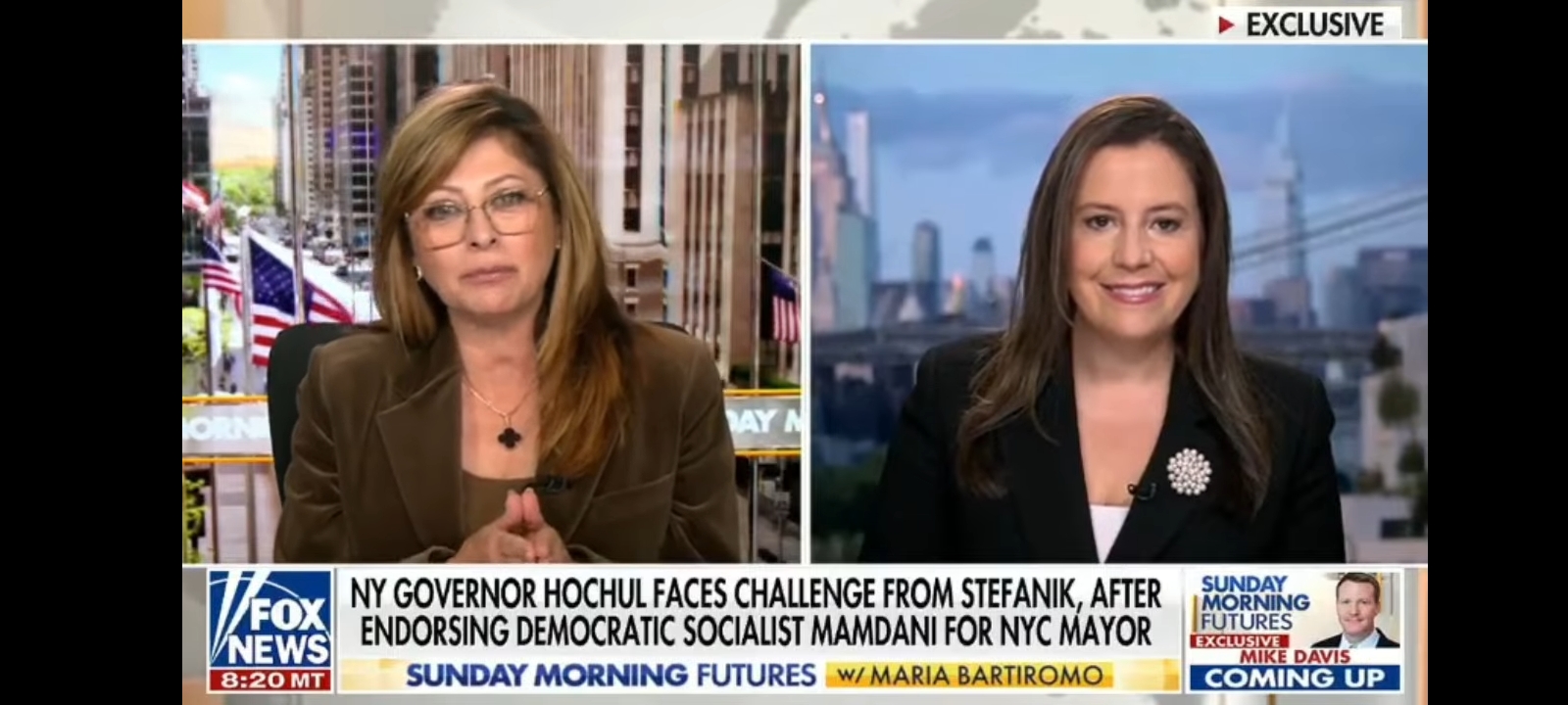 Rep. Elise Stefanik on "Sunday Morning Futures With Maria Bartiromo" [Screenshot/Rumble/Fox News]