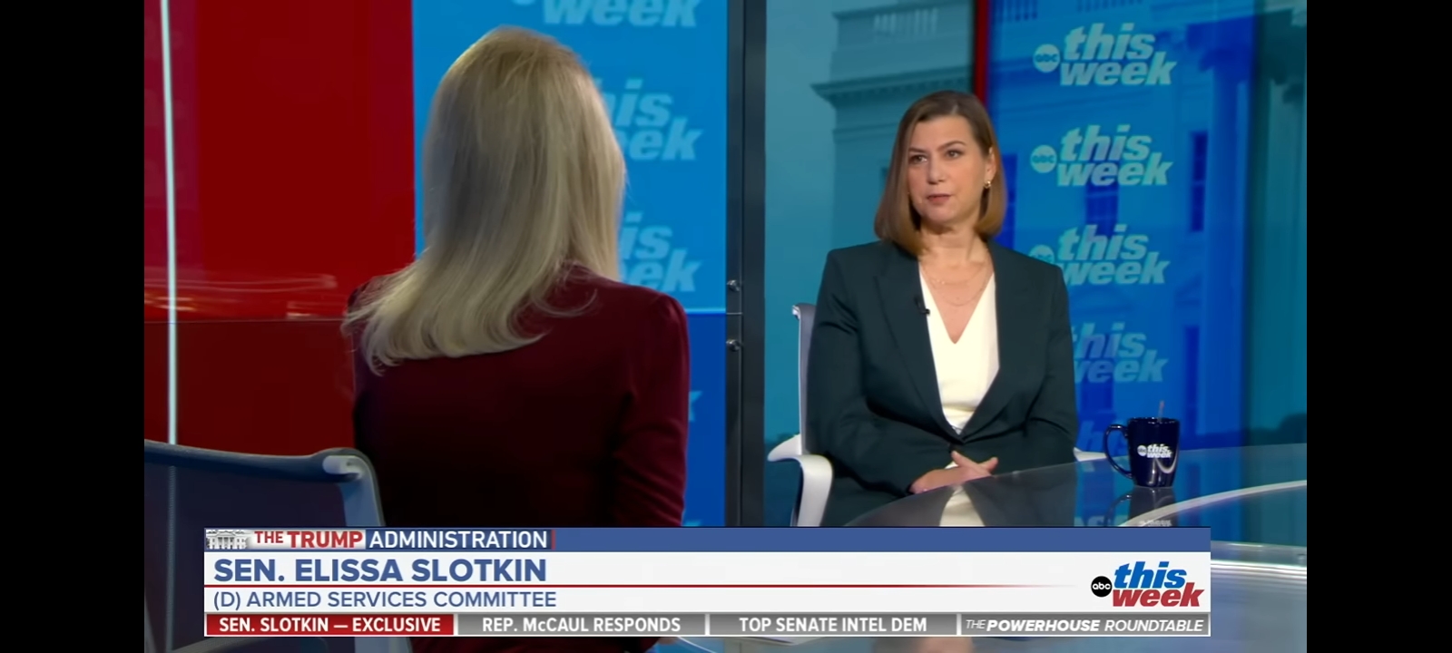Senator Elissa Slotkin with Martha Raddatz. [Screenshot/YouTube/ABC News]