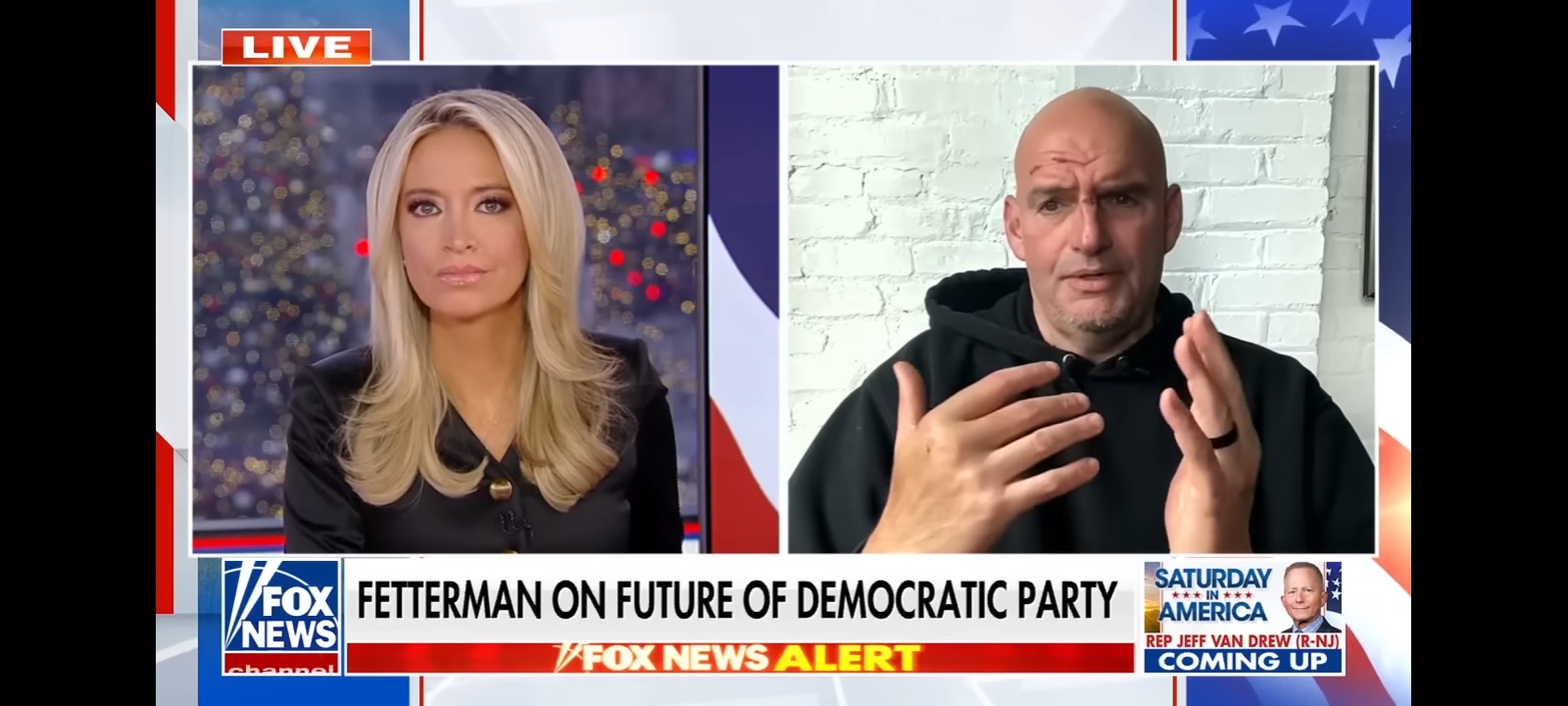 Senator John Fetterman with Kayleigh McEnany. [Screenshot/YouTube/Fox News]