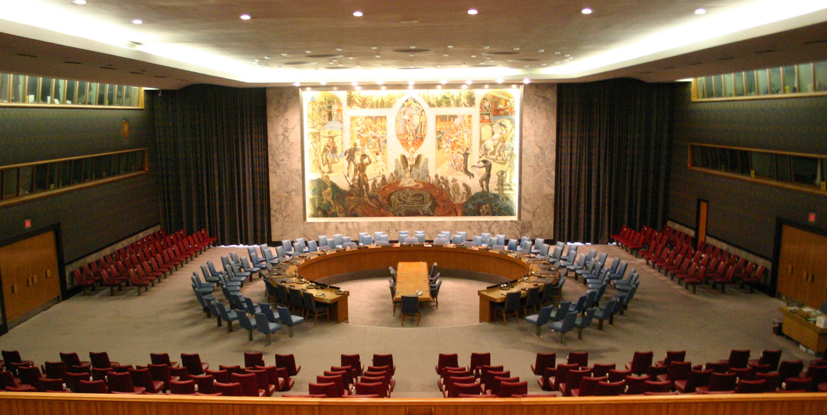 The United Nations Security Council Chamber in New York, also known as the Norwegian Room. [Wikimedia Commons/Public/Patrick Gruban, CC BY 2.0]