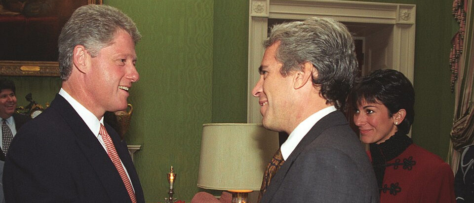 Bill Clinton greets Jeffrey Epstein and Ghislaine Maxwell at the White House in 1993.