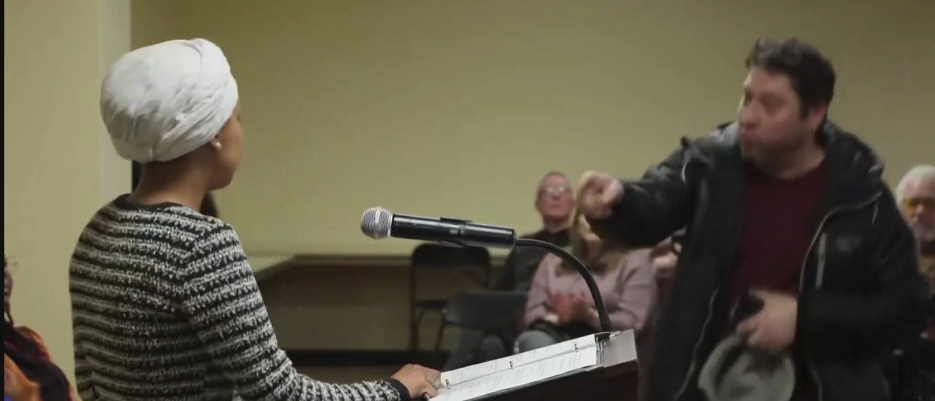 Man Sprays Ilhan Omar WIth Mystery Substance At Minneapolis Town Hall