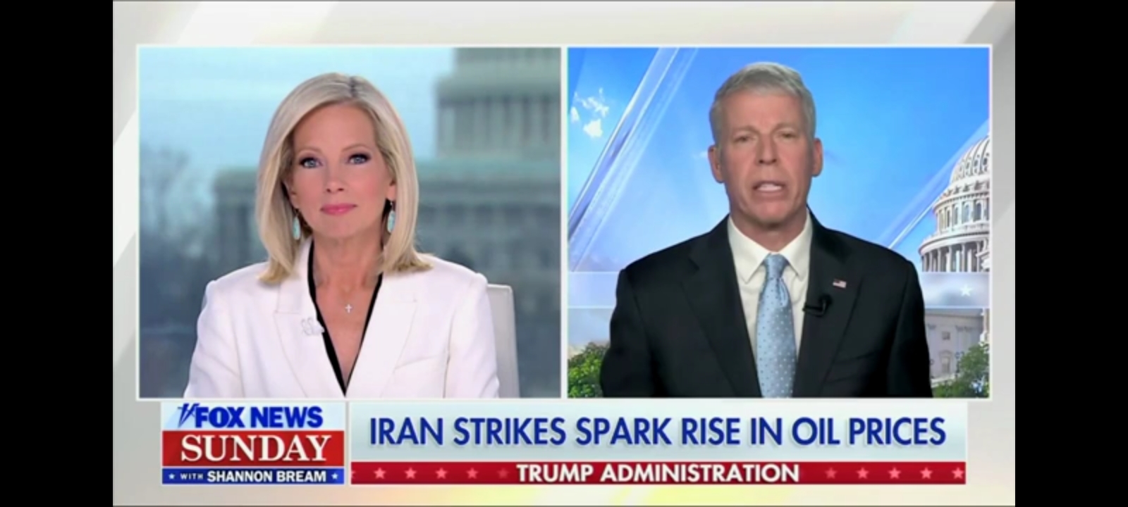 Secretary of Energy Chris Wright called the American conflict with Iran "a disruption" on the path to lower energy costs on "Fox News Sunday." [Screenshot/Rumble/FOX]