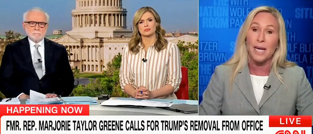 Former Rep. Marjorie Taylor Greene calls for removing President Donald Trump from office.