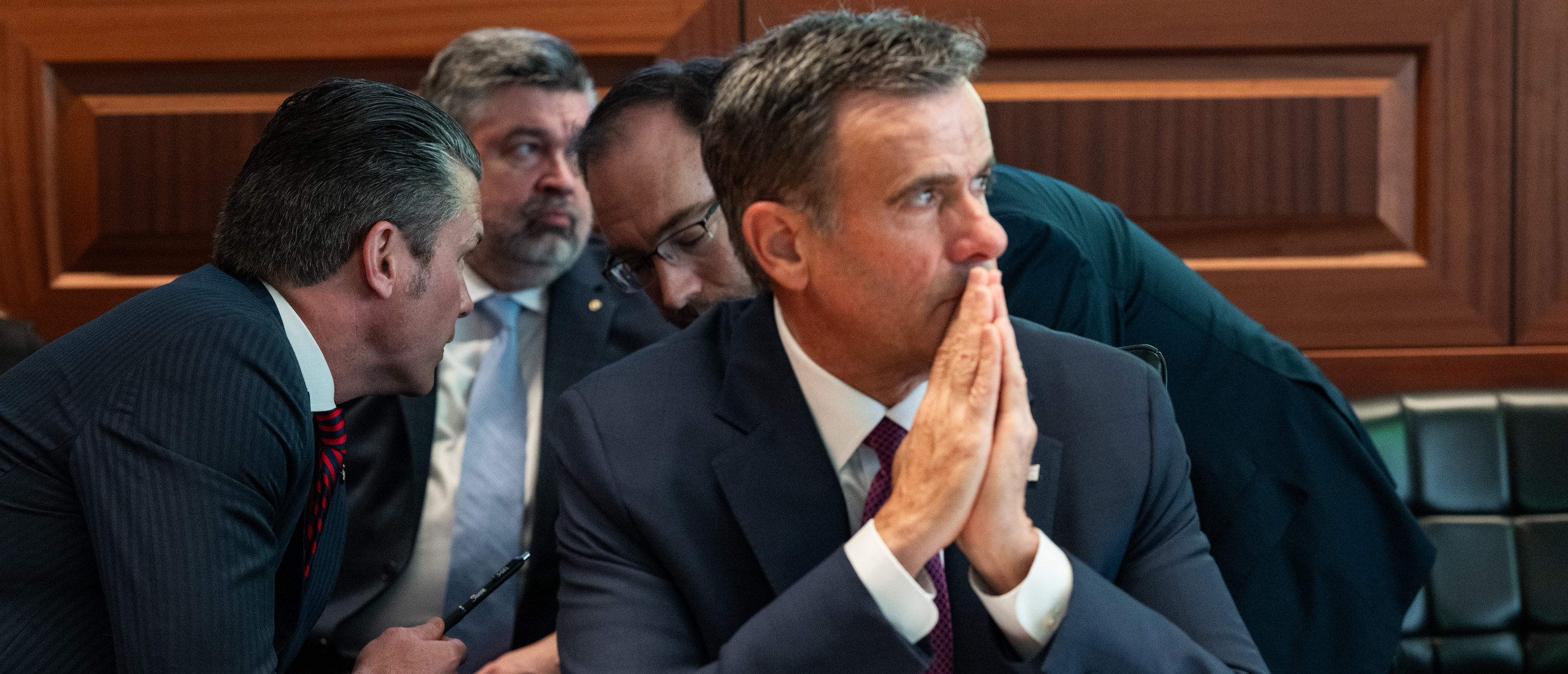 CIA Director John Ratcliffe listens during a meeting with President Donald Trump in the Situation Room of the White House, Saturday, June 21, 2025. Portions of this photo have been blurred for security purposes. (Official White House Photo by Daniel Torok)