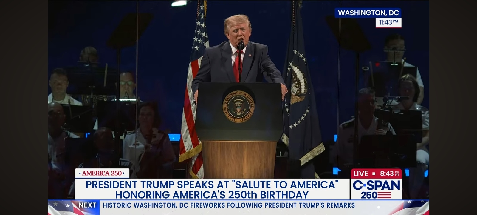 President Donald Trump at the 2026 "Salute to America" [Screenshot/YouTube/CSPAN]